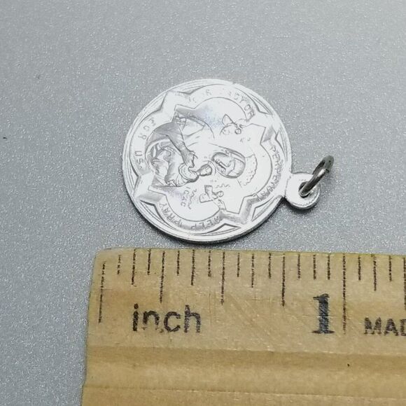 Vintage Saint Gerard Majella Religious Pendant Silver Tone Charm Medallion - Picture 5 of 8